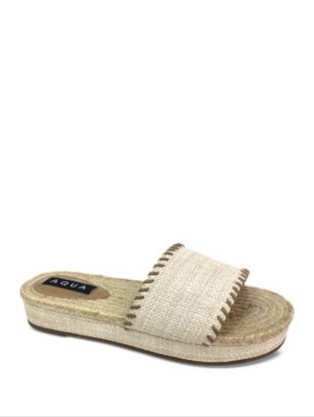 AQUA Cream Woven Espadrille Slide Sandal Whipstitch Platform Size 8.5B NWT